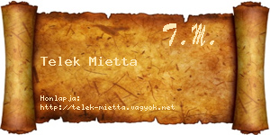 Telek Mietta névjegykártya